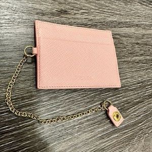 Light pink saffiano leather card holder